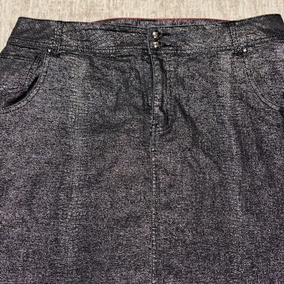 Sz 18 Glitter shiny black mini skirt Lane Bryant stretchy! - Picture 3 of 5